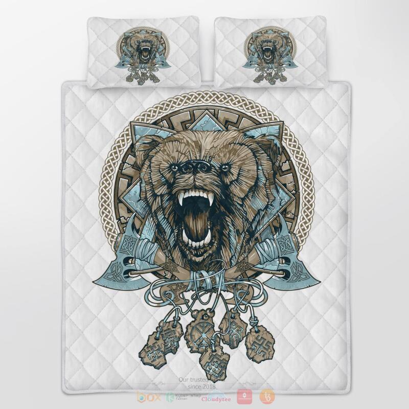 Viking Fenrir Quilt White blue Bedding Set 1