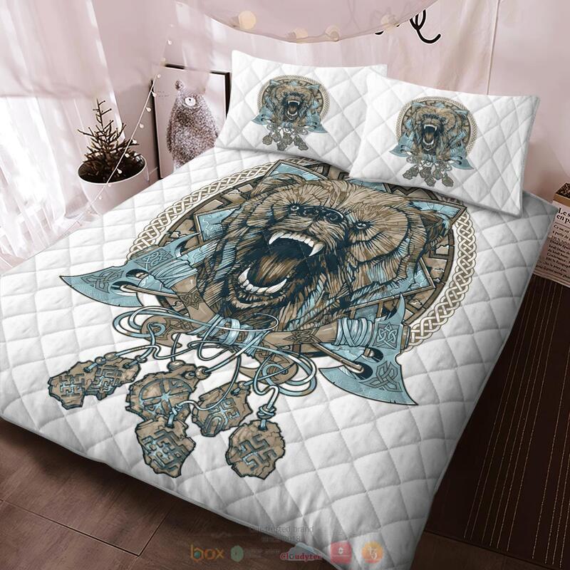 Viking Fenrir White blue Quilt Bedding Set 5 Viking Fenrir Quilt White blue Bedding Set 1 2 3 4