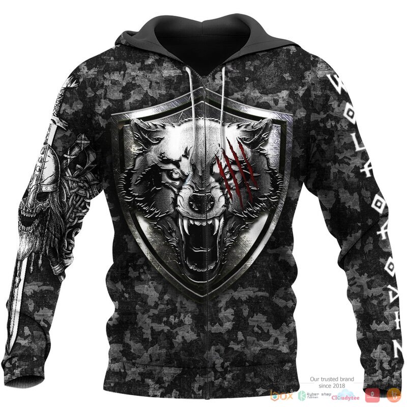 Viking Fenrir Wolf And Hammer 3d shirt, Hoodie 4 Viking Fenrir Wolf And Hammer 3d shirt Hoodie 1 2 3