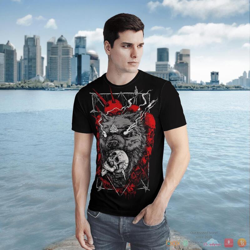 Viking Odin Fenrir Wolf 3d shirt, Hoodie 6 Viking Odin Fenrir Wolf 3d shirt Hoodie 1 2 3 4 5