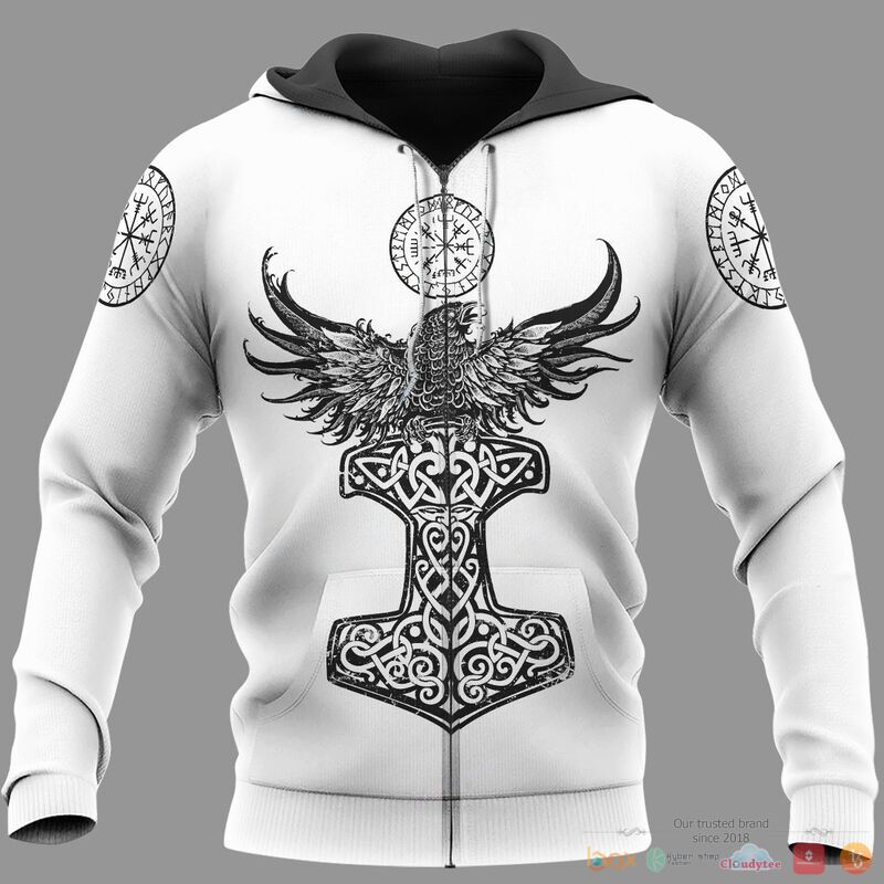 Viking Raven Hammer Vegvisir Yggdrasil 3d shirt, Hoodie 2 Viking Raven Hammer Vegvisir Yggdrasil 3d shirt Hoodie 1