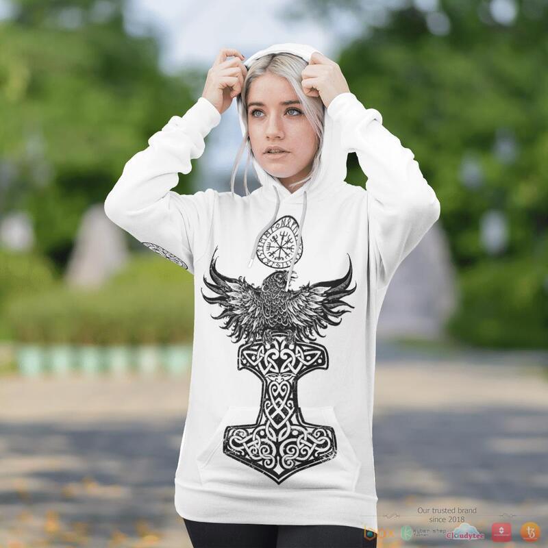 Viking Raven Hammer Vegvisir Yggdrasil 3d shirt, Hoodie 5 Viking Raven Hammer Vegvisir Yggdrasil 3d shirt Hoodie 1 2 3 4