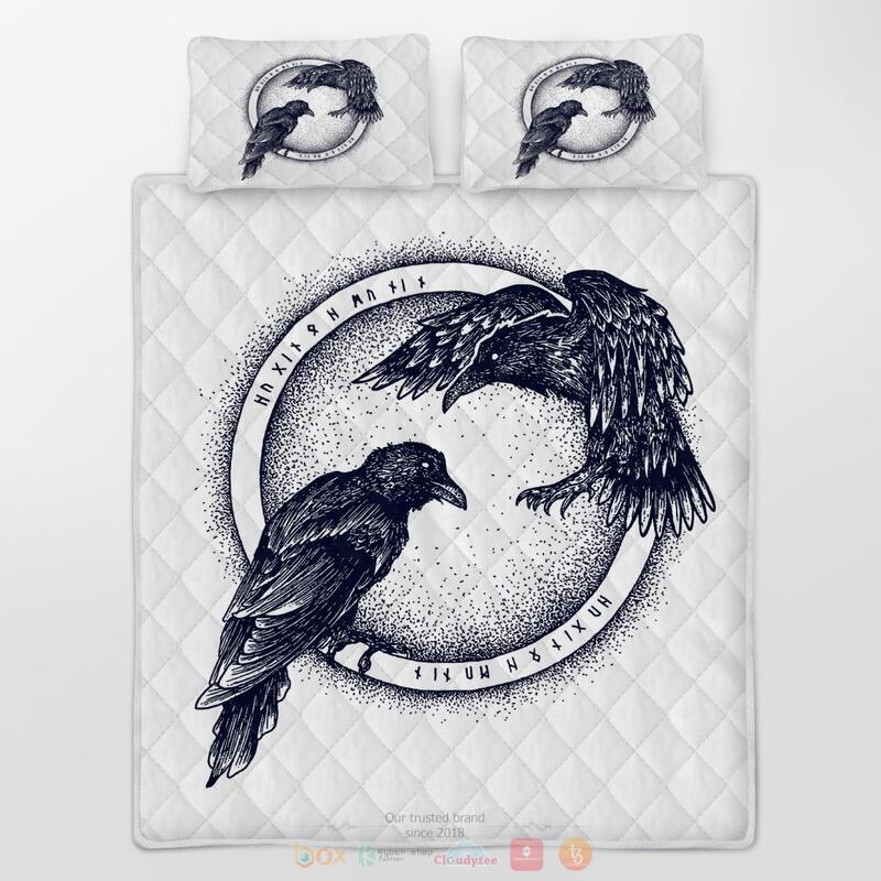 Viking Raven Of Odin Hugin And Munin Quilt Bedding Set 5 Viking Raven Of Odin Hugin And Munin Quilt Bedding Set 1 2 3 4