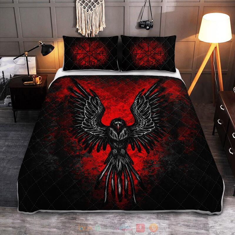 Viking Raven Vegvisir Quilt Bedding Set