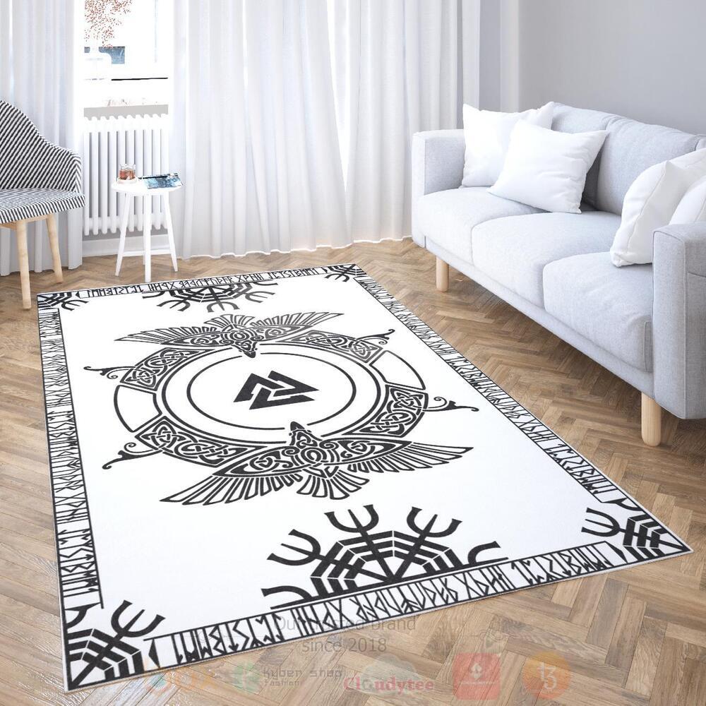 Viking Raven and Runic Viking Area Rug 1
