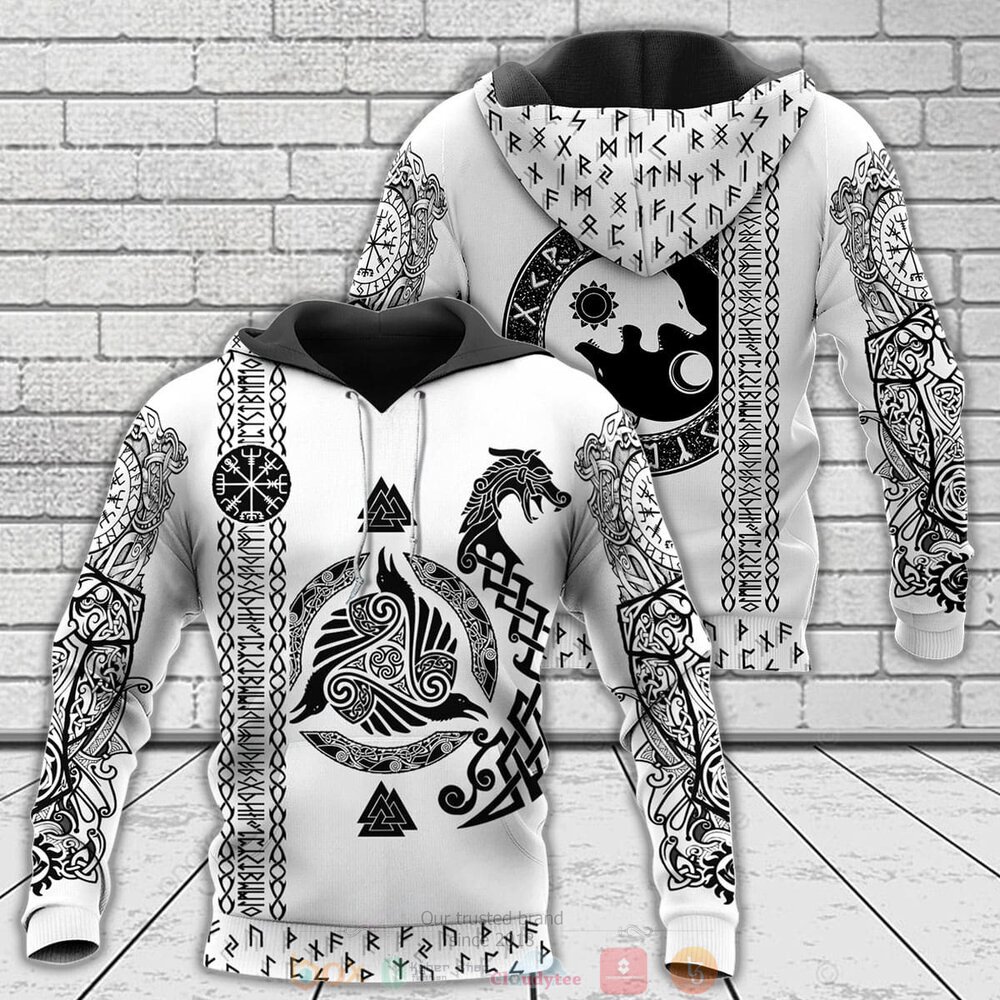 Viking Raven and Wolf jersey shirt, hoodie 1 Viking Raven and Wolf 3d shirt hoodie