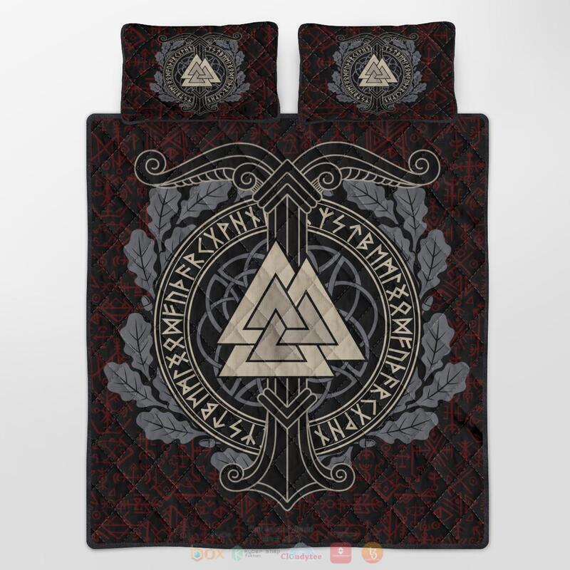 Viking Ship Valknut Quilt Bedding Set 1