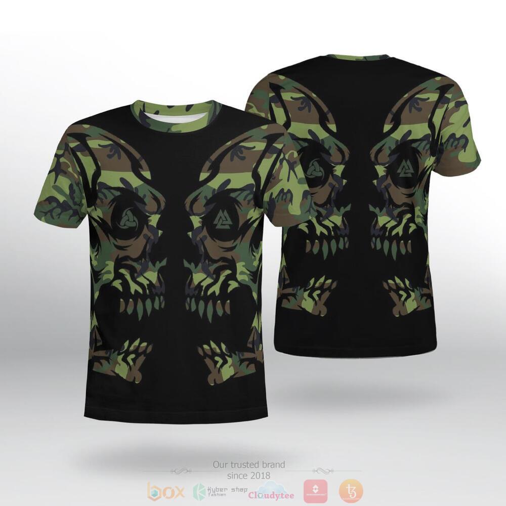 Viking Skull Green Camo jersey shirt, hoodie 2 Viking Skull Green Camo 3d shirt hoodie 1