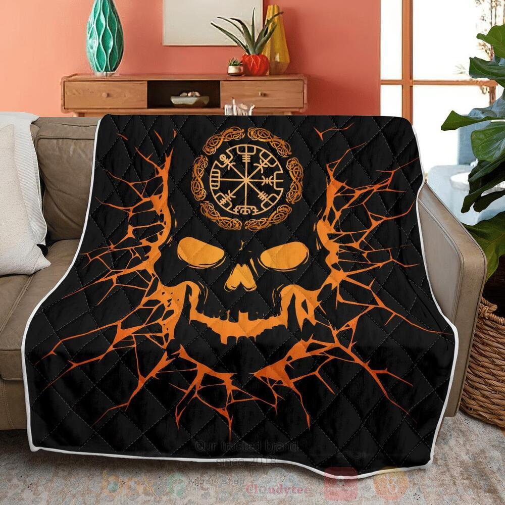 Viking Skull With Vegvisir Quilt