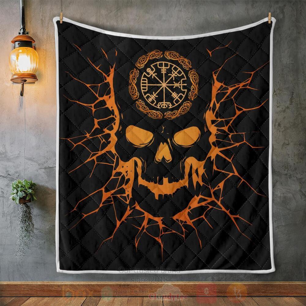 BEST Viking Skull With Vegvisir Quilted 2 Viking Skull With Vegvisir Quilt 1