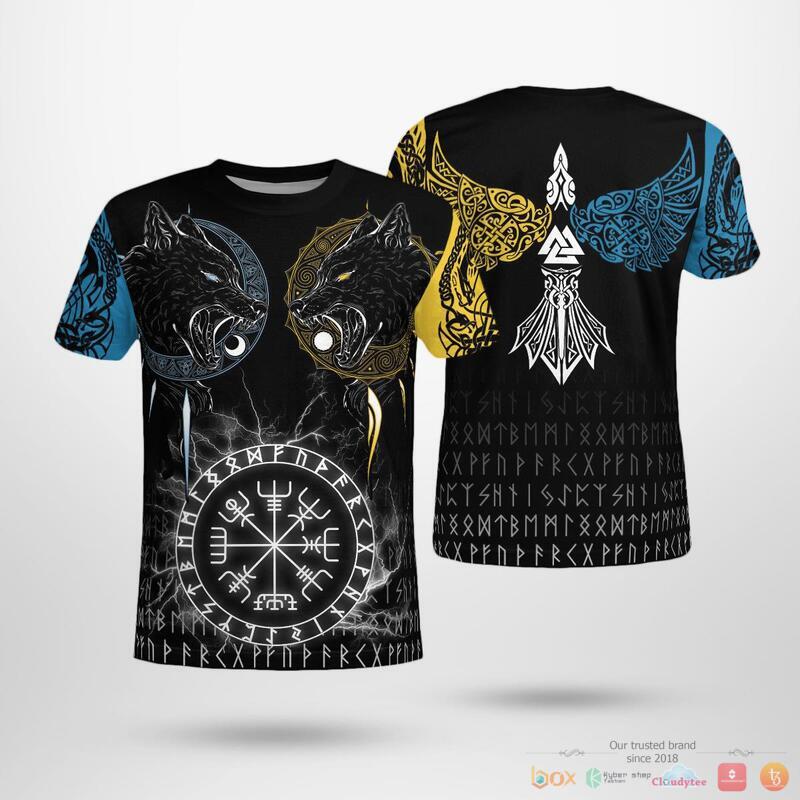 Viking The Sons of Fenrir Skoll and Hati Raven 3d shirt, Hoodie 2 Viking The Sons of Fenrir Skoll and Hati Raven 3d shirt Hoodie 1