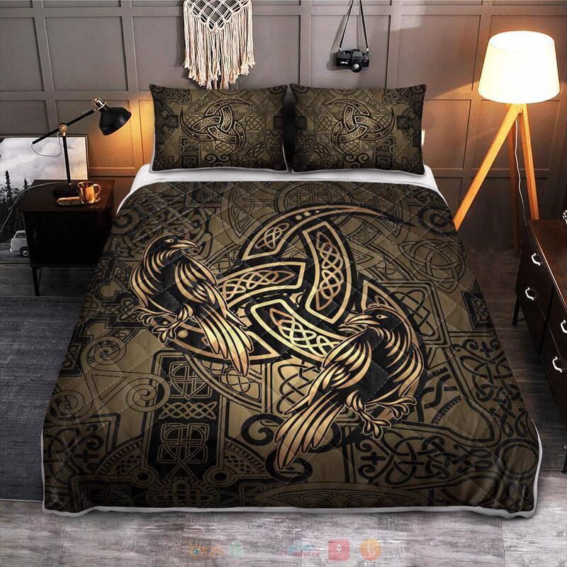 Viking Totem birds raven Huginn and Muninn ravens of Odin Quilt Bedding Set