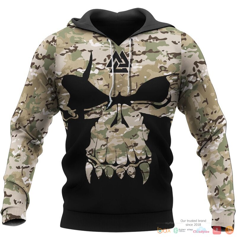 Viking Valknut Skull With Camo 3d shirt, Hoodie 1 Viking Valknut Skull With Camo 3d shirt Hoodie