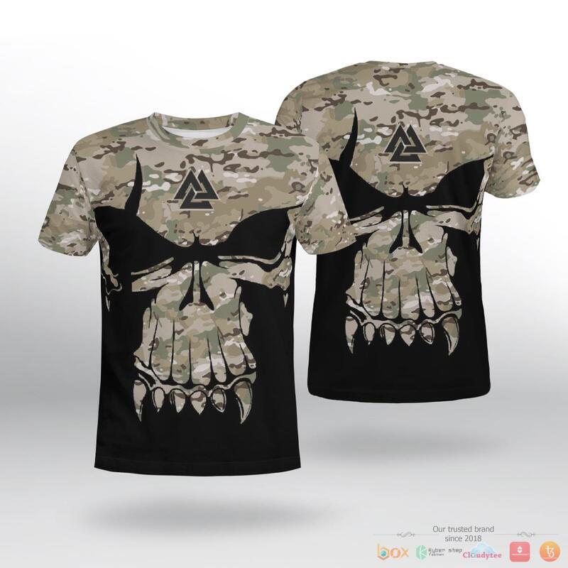 Viking Valknut Skull With Camo 3d shirt, Hoodie 2 Viking Valknut Skull With Camo 3d shirt Hoodie 1