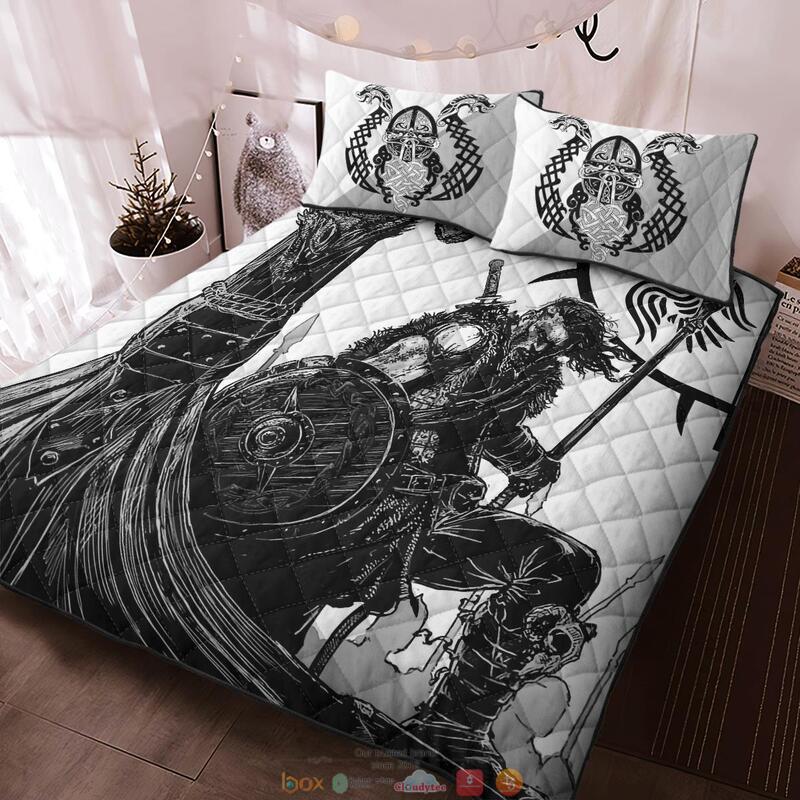 Viking Warrior black white 3d Quilt Bedding Set 5 Viking Warrior black white Quilt Bedding Set 1 2 3 4