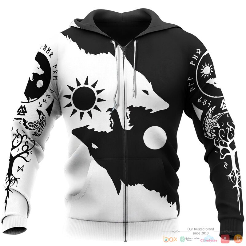 Viking Ying Yang Wolf Skoll and Hati 3d shirt, Hoodie 3 Viking Ying Yang Wolf Skoll and Hati 3d shirt Hoodie 1 2