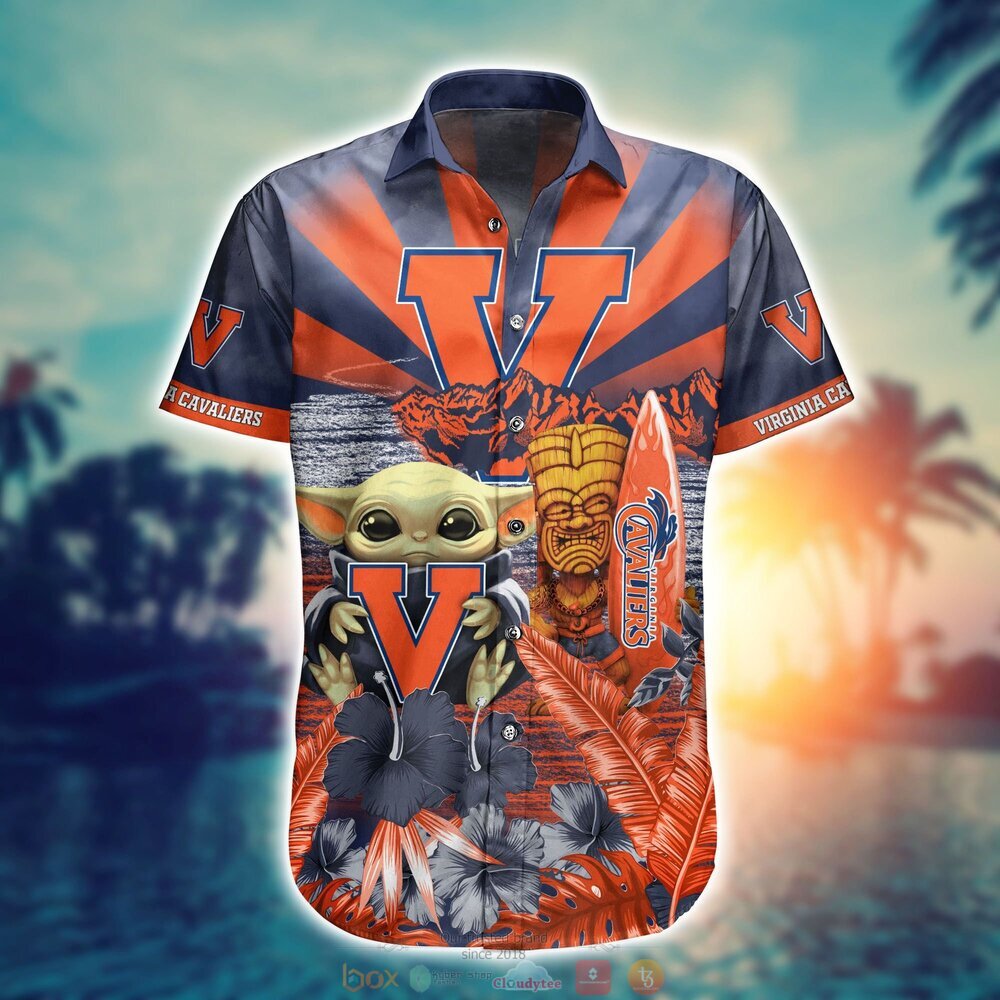 Virginia Cavaliers Baby Yoda NCAA Hawaiian Shirt, Shorts 2 Virginia Cavaliers NCAA Baby Yoda Hawaiian Shirt Shorts 1