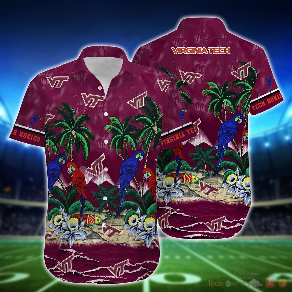Virginia Tech Hokies Parrot Island NCAA Hawaiian Shirt and Shorts 2 Virginia Tech Hokies NCAA Island Hawaiian Shirt and Shorts 1