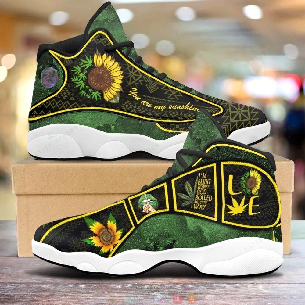 Weed Sunflower Love You are my sunshine Personalized Air Jordan 13 sneaker 4 Weed Sunflower Love You are my sunshine Air Jordan 13 shoes
