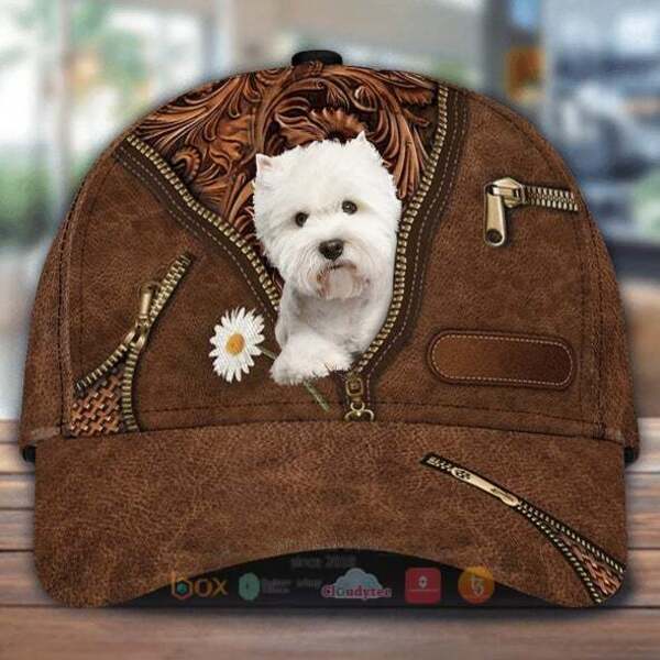 West Highland White Terrier Holding Daisy Cap Hat