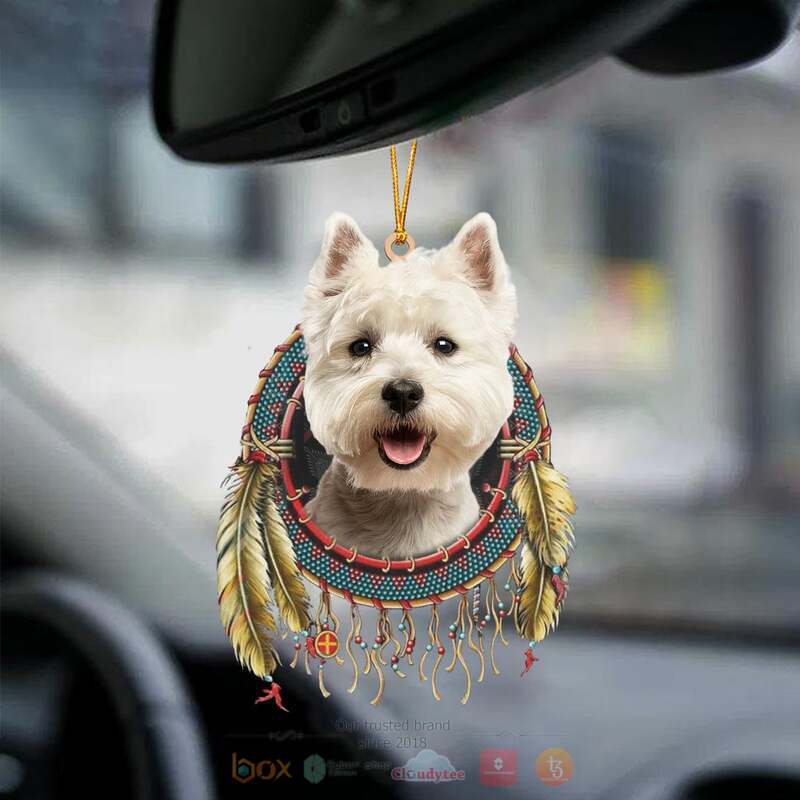 West Highland White Terrier In Dreamcatcher Car Ornament