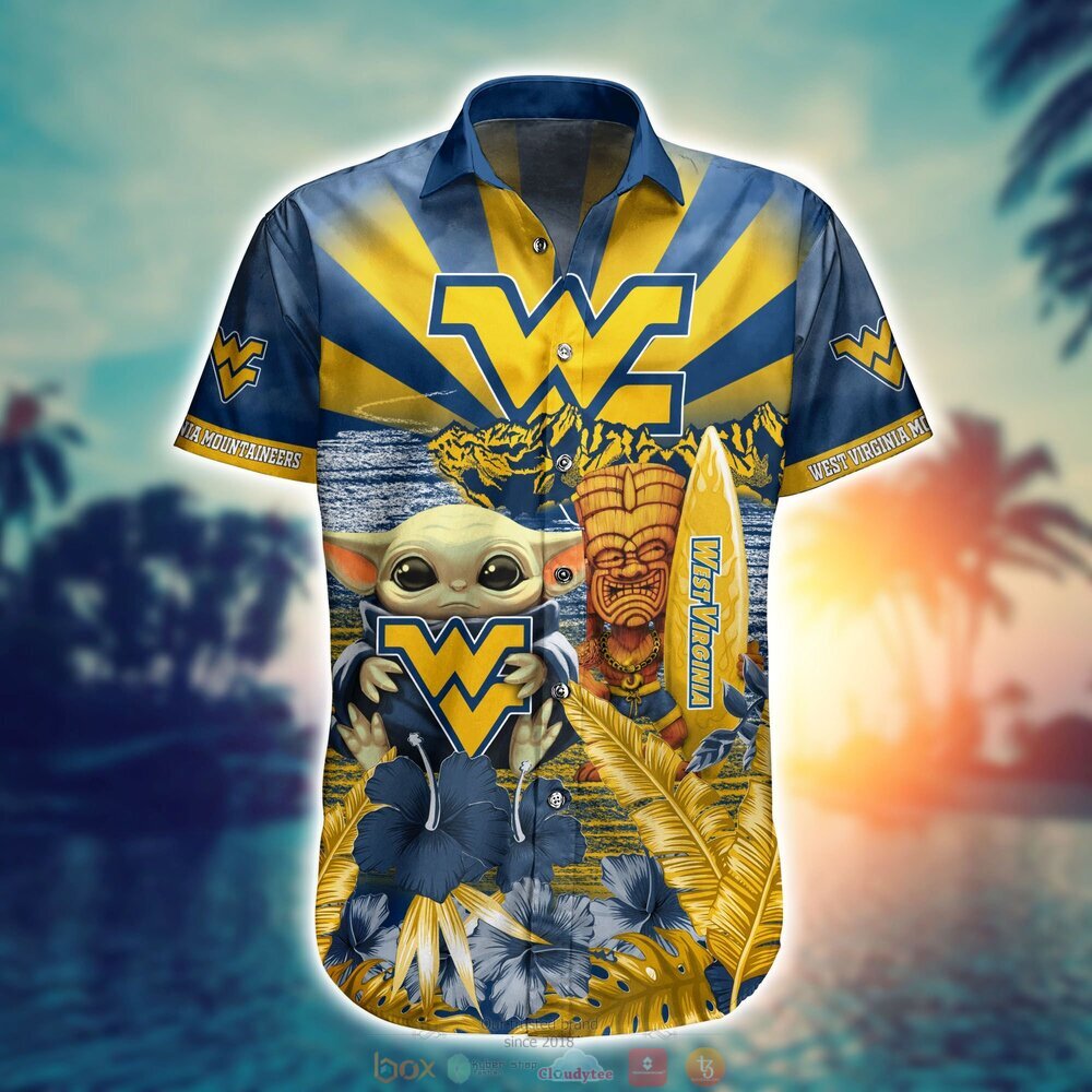 West Virginia Mountaineers Baby Yoda NCAA Hawaiian Shirt, Shorts 2 West Virginia Mountaineers NCAA Baby Yoda Hawaiian Shirt Shorts 1