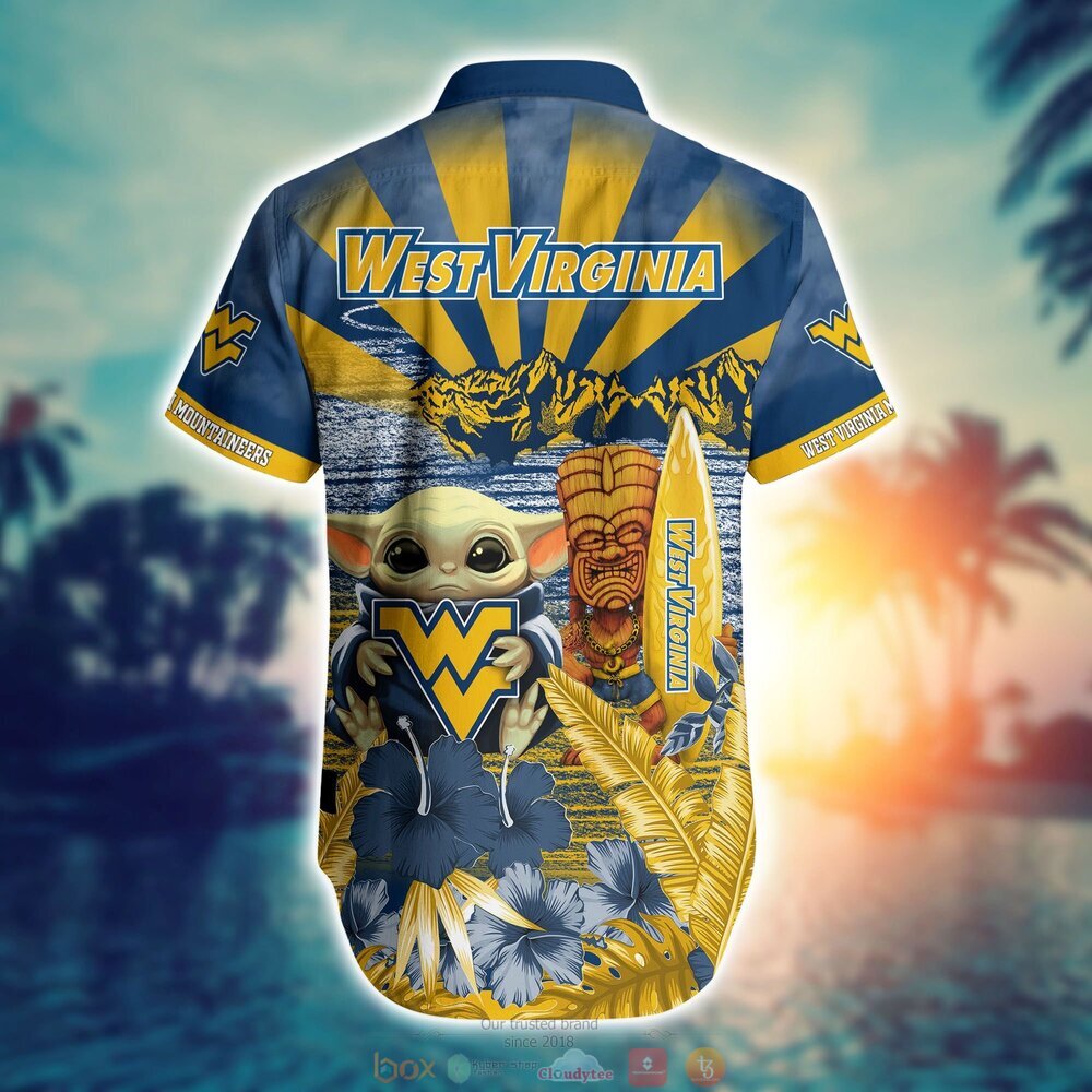 West Virginia Mountaineers Baby Yoda NCAA Hawaiian Shirt, Shorts 3 West Virginia Mountaineers NCAA Baby Yoda Hawaiian Shirt Shorts 1 2