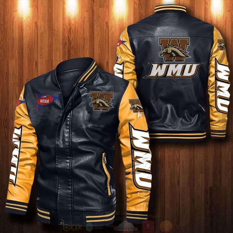 BEST Western Michigan Broncos 2D Leather Bomber Jacket 6 Western Michigan Broncos Bomber Leather Jacket 1 2 3 4 5