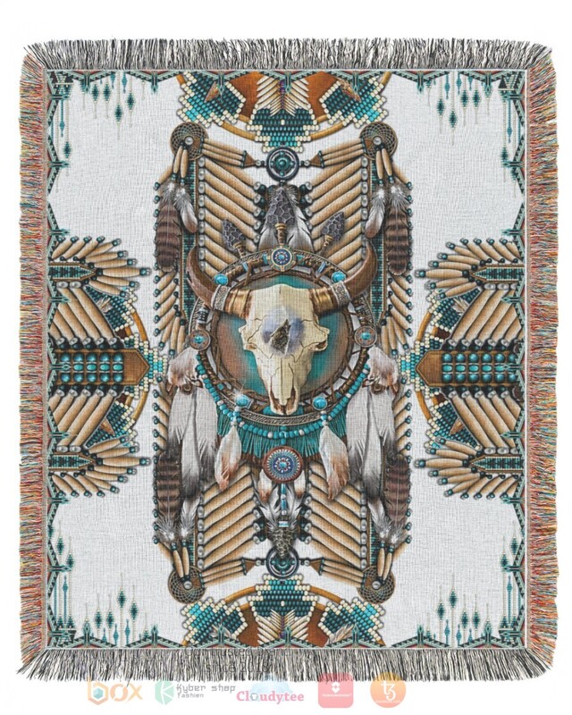 White Buffalo Native American Pattern Blanket