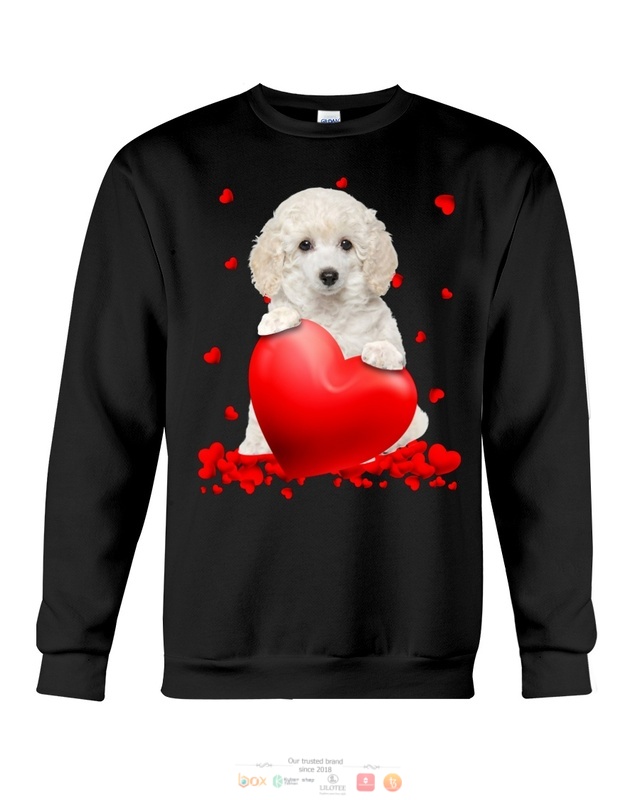 White Toy Poodle Valentine Hearts shirt hoodie