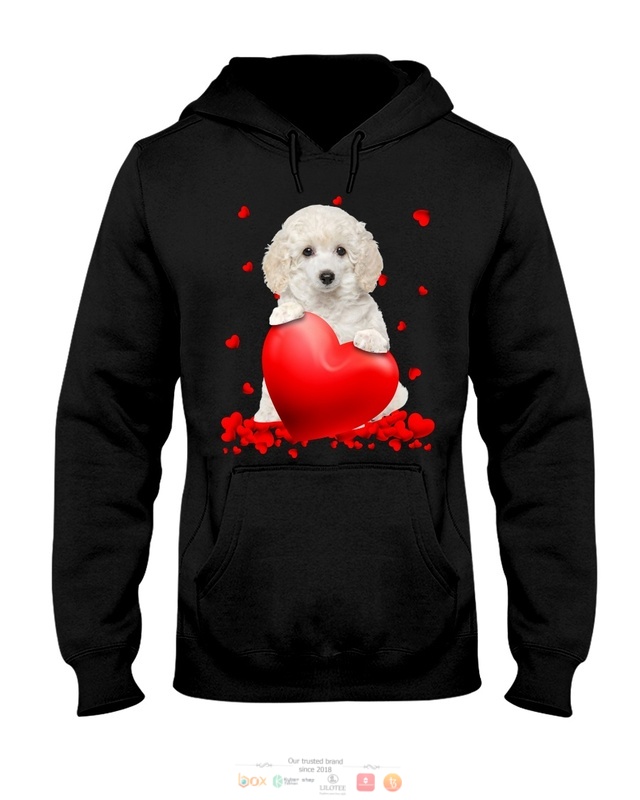 White Toy Poodle Valentine Hearts shirt hoodie 1 2 3 4 5 6 7