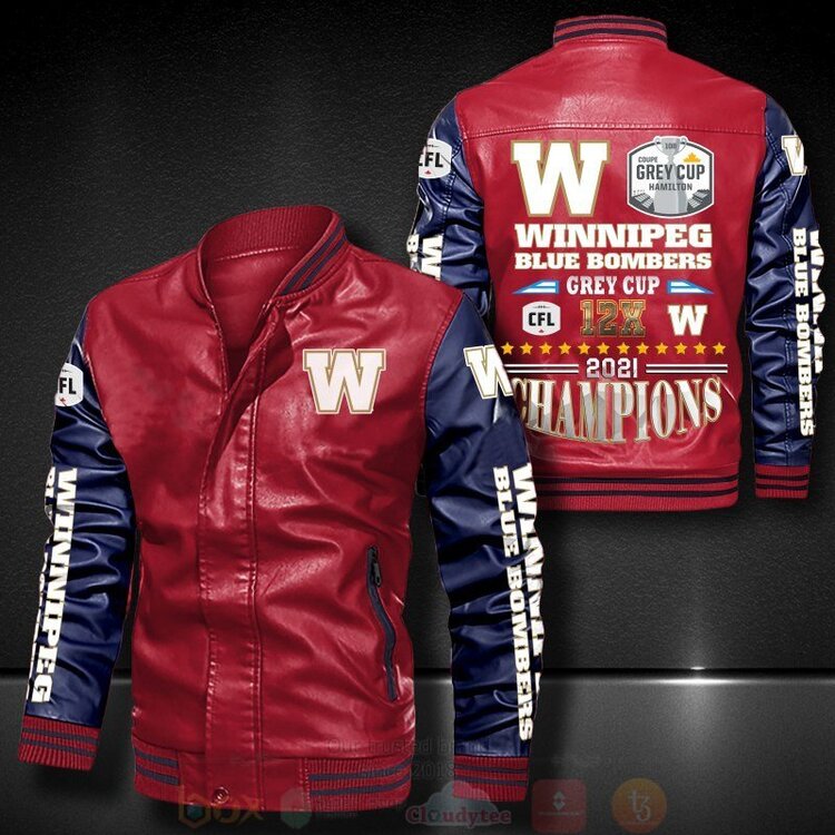 BEST Winnipeg Blue Bombers 2D Leather Bomber Jacket 10 Winnipeg Blue Bombers Bomber Leather Jacket 1 2 3 4 5 6 7 8 9