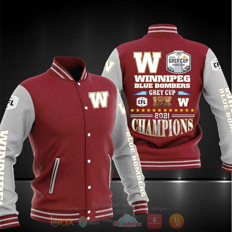 Winnipeg Blue Bombers Champions 2021 Baseball Jacket 4 Winnipeg Blue Bombers Champions 2021 Baseball Jacket 1 2 3
