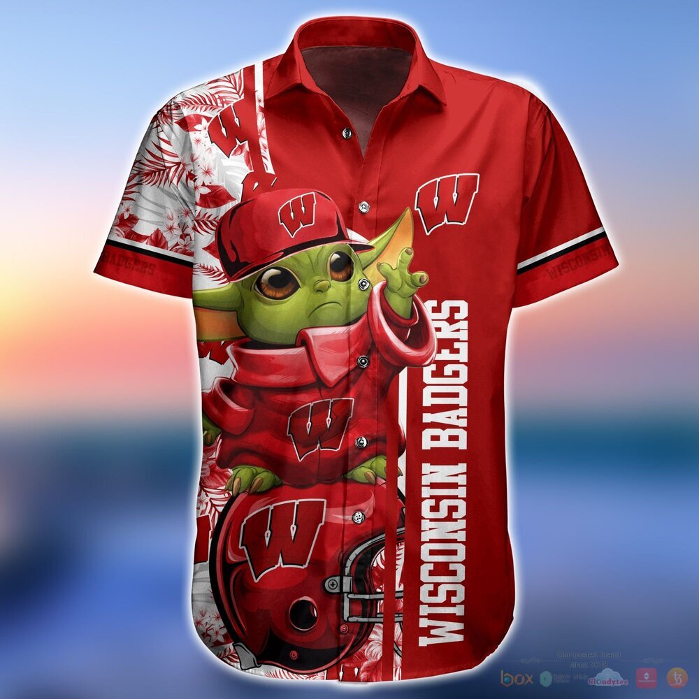 Wisconsin Badgers NCAA Baby Yoda Hawaiian Shirt and Shorts 1 2 3 4