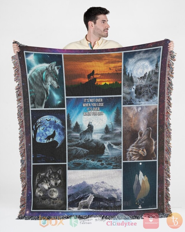 BEST Wolf Native American It's Not Ever When You Lose It's Over When You Quit Sherpa Blanket 2 Wolf Native American Its Not Ever When You Lose Its Over When You Quit Blanket 1