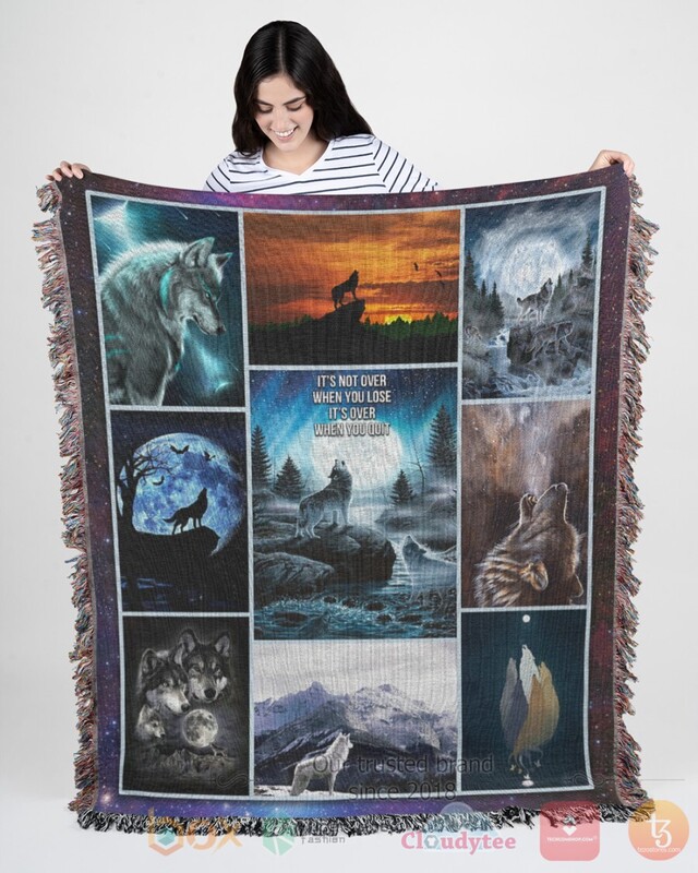 BEST Wolf Native American It's Not Ever When You Lose It's Over When You Quit Sherpa Blanket 4 Wolf Native American Its Not Ever When You Lose Its Over When You Quit Blanket 1 2 3