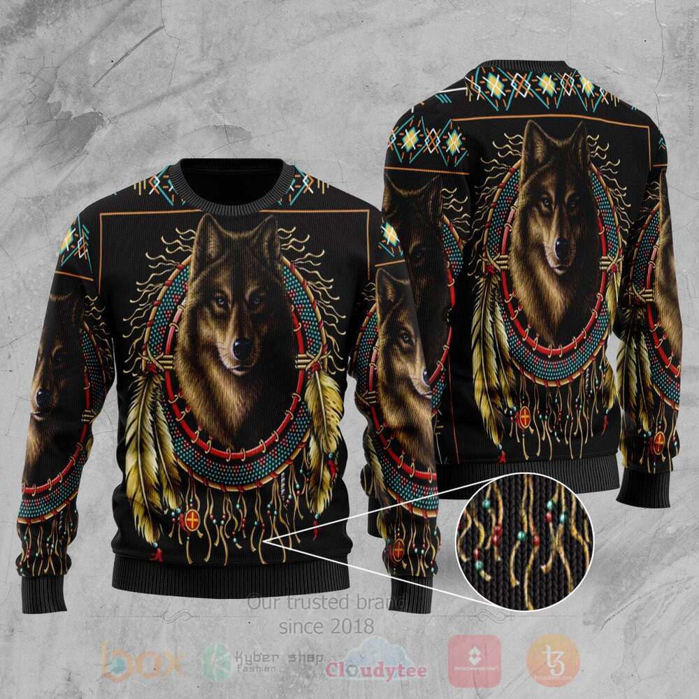 Wolf Warrior Dreamcatcher Native American Sweater