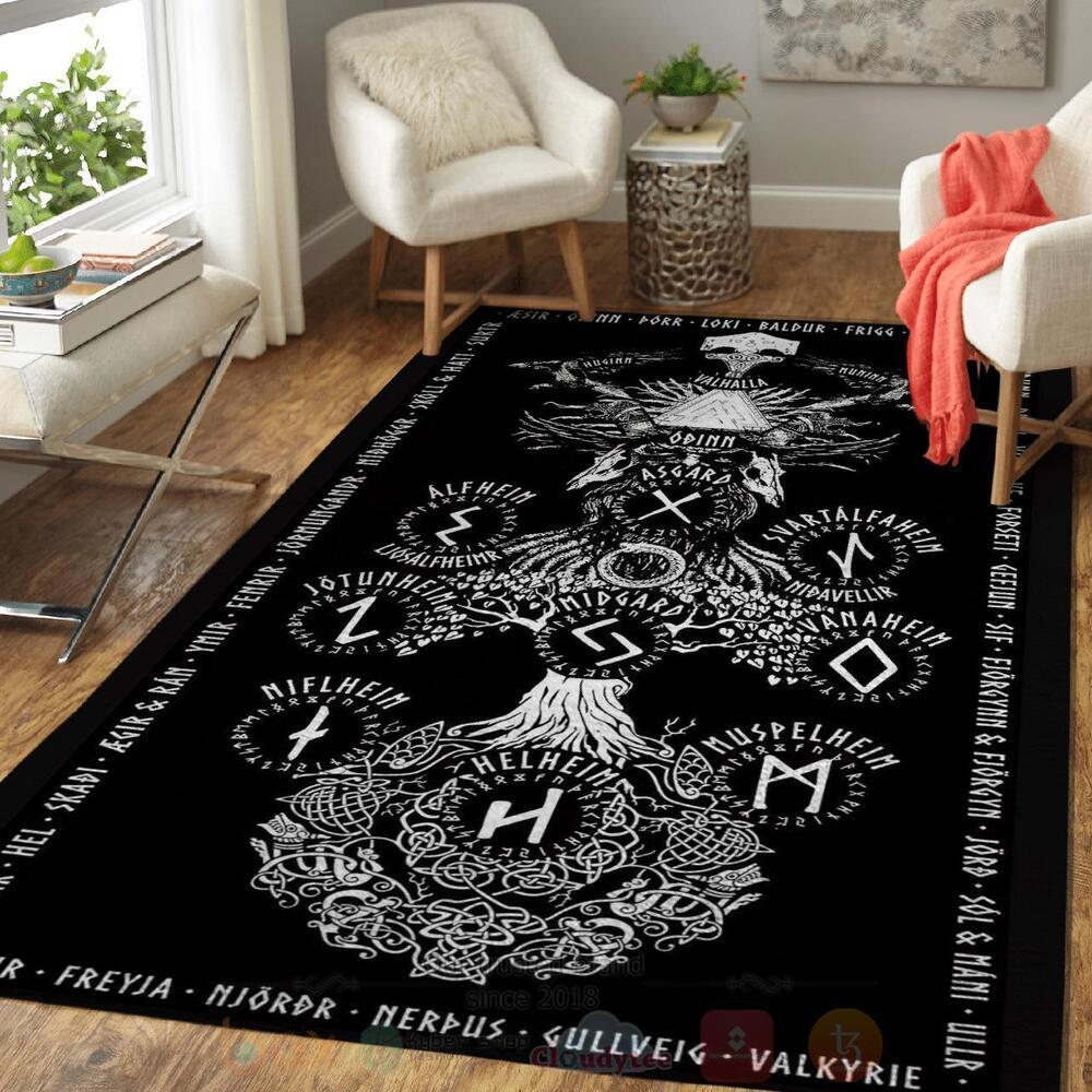 Yggdrasil Rune Viking Area Rug