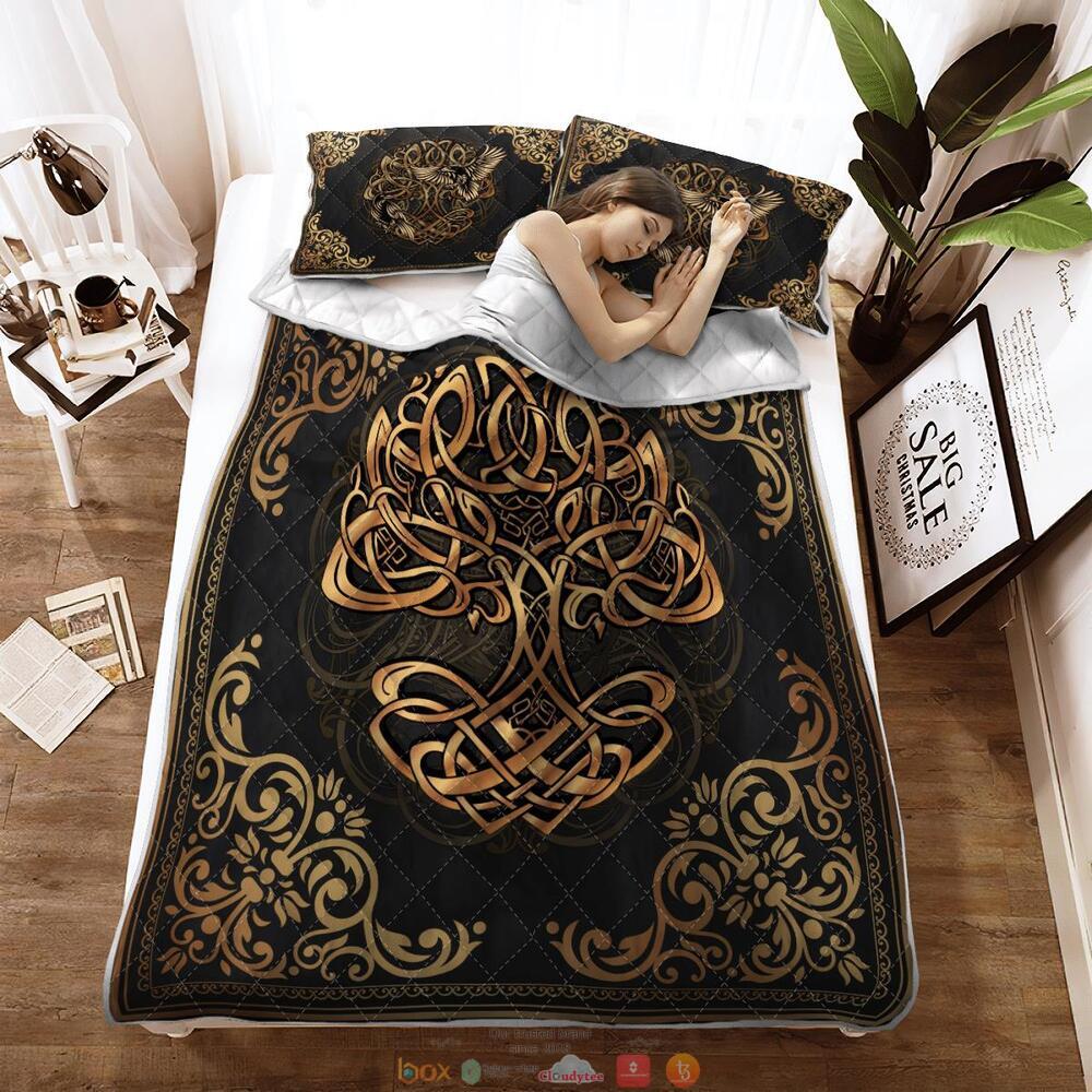 NEW Yggdrasil Odin's Ravens Huginn And Muninn Quilt Bedding Set 3 Yggdrasil Odins Ravens Huginn And Muninn Quilt Bedding Set 1 2