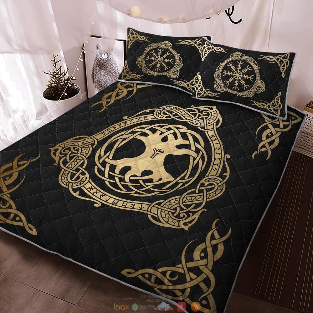 Yggdrasil Tree And Vegvisir Quilt Bedding Set 1
