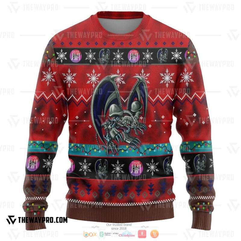 Yu Gi Oh Black Skull Dragon Knitted Sweatshirt 3 Yu Gi Oh Black Skull Dragon Knitted Sweatshirt 1 2