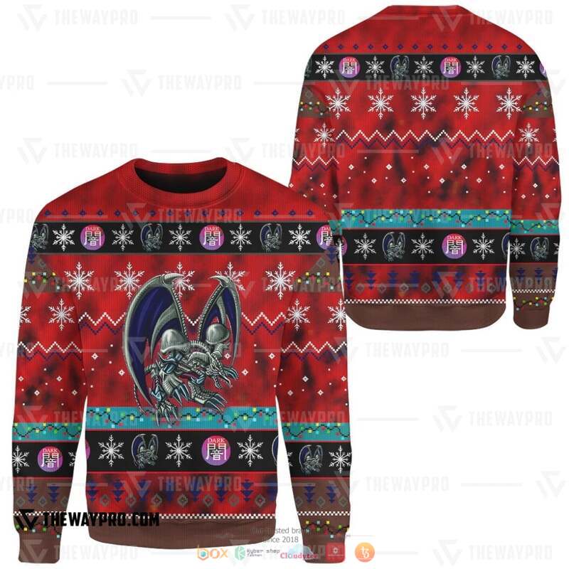 Yu Gi Oh Black Skull Dragon Knitted Sweatshirt 4 Yu Gi Oh Black Skull Dragon Knitted Sweatshirt 1 2 3