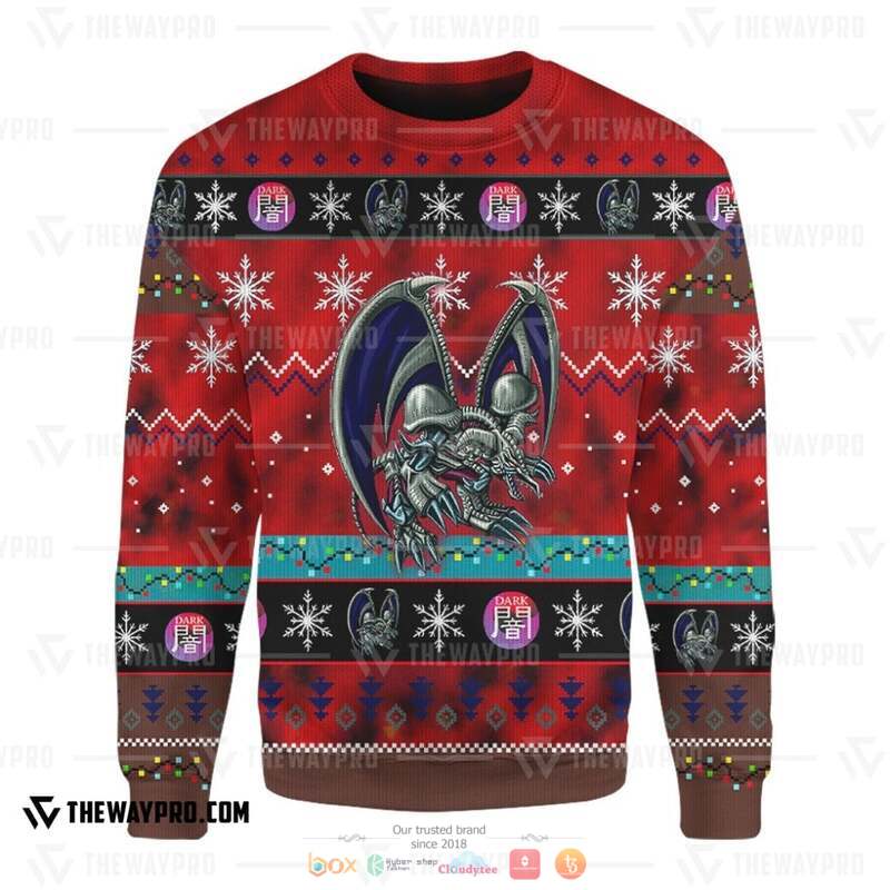 Yu Gi Oh Black Skull Dragon Knitted Sweatshirt 5 Yu Gi Oh Black Skull Dragon Knitted Sweatshirt 1 2 3 4