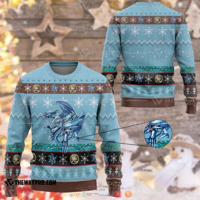 Yu Gi Oh Blue Eyes Ultimate White Dragon Knitted Sweatshirt