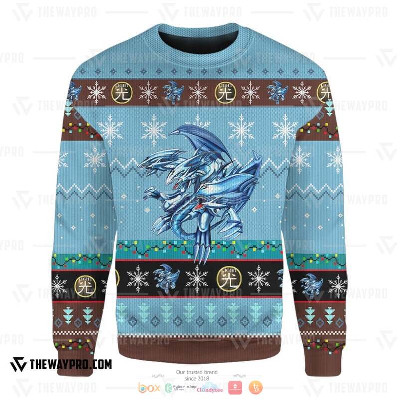 Yu Gi Oh Blue Eyes Ultimate White Dragon Knitted Sweatshirt 5 Yu Gi Oh Blue Eyes Ultimate White Dragon Knitted Sweatshirt 1 2 3 4