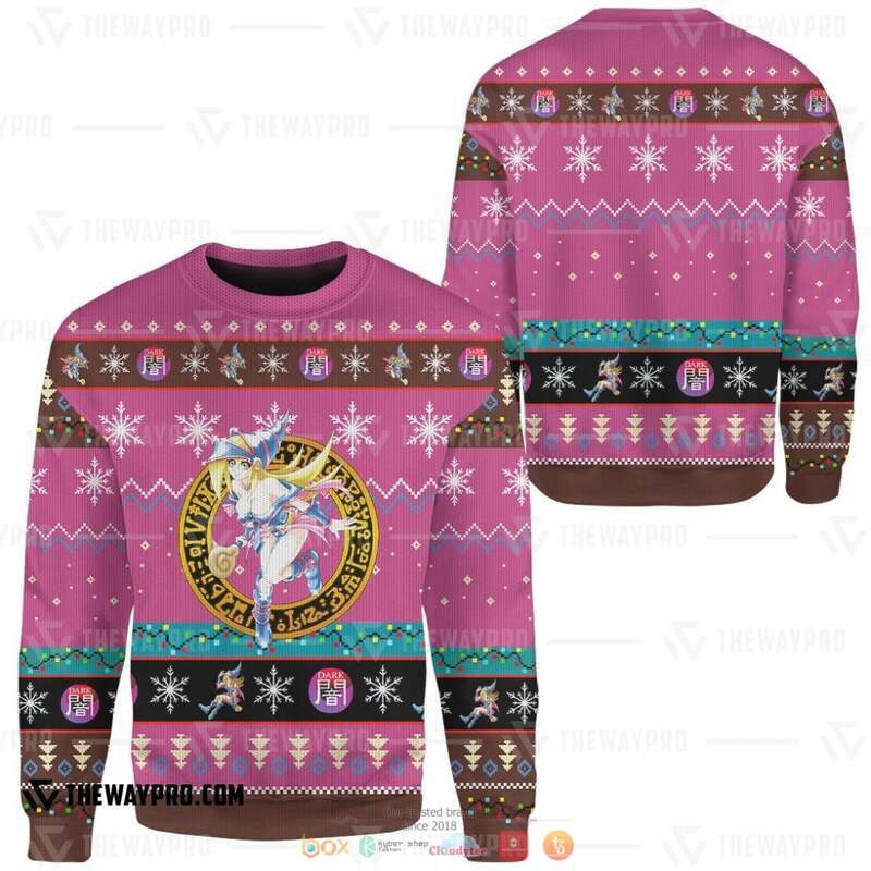 Yu Gi Oh Dark Magician Girl Pink Knitted Sweatshirt 4 Yu Gi Oh Dark Magician Girl Pink Knitted Sweatshirt 1 2 3