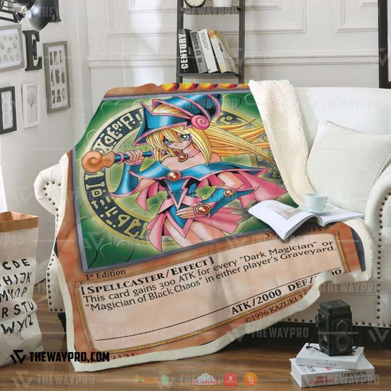 Yu Gi Oh Dark Magician Girl green blanket