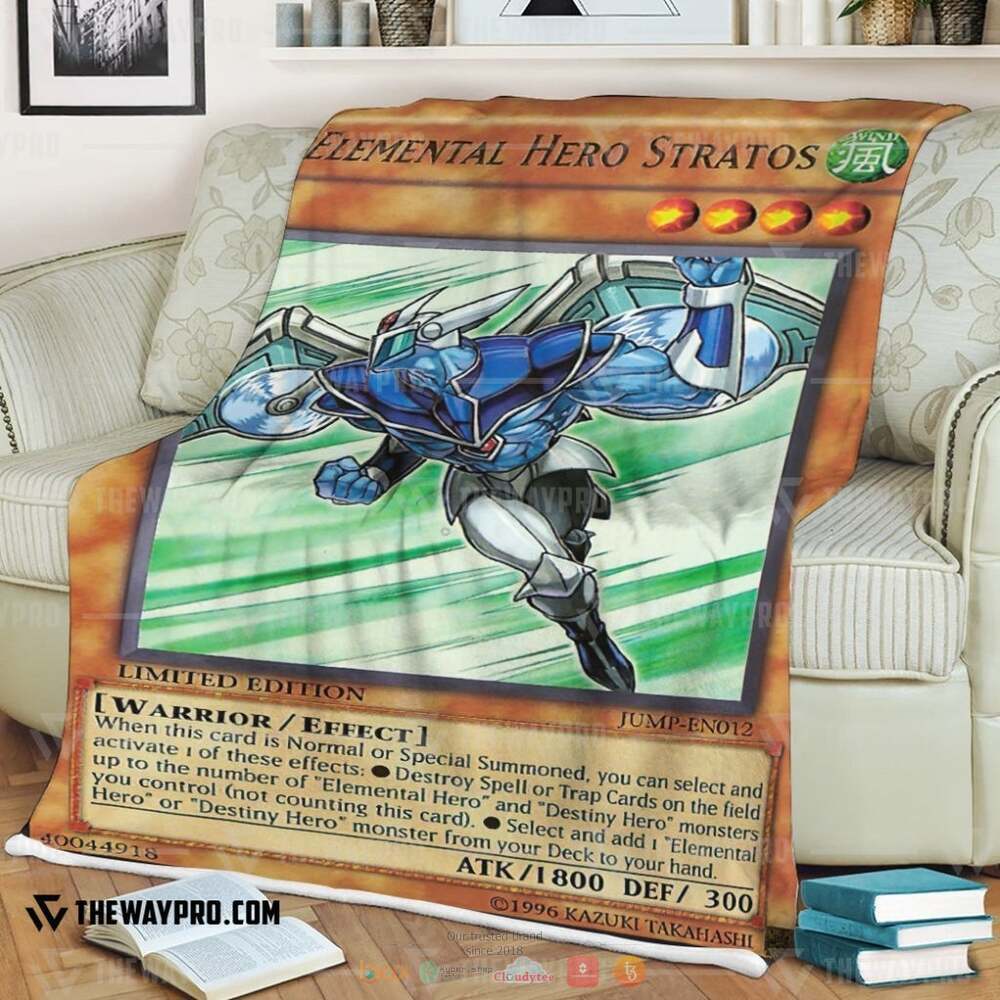 Elemental Hero Stratos Yu Gi Oh Fleece Blanket 3 Yu Gi Oh Elemental Hero Stratos Soft Blanklet 1 2