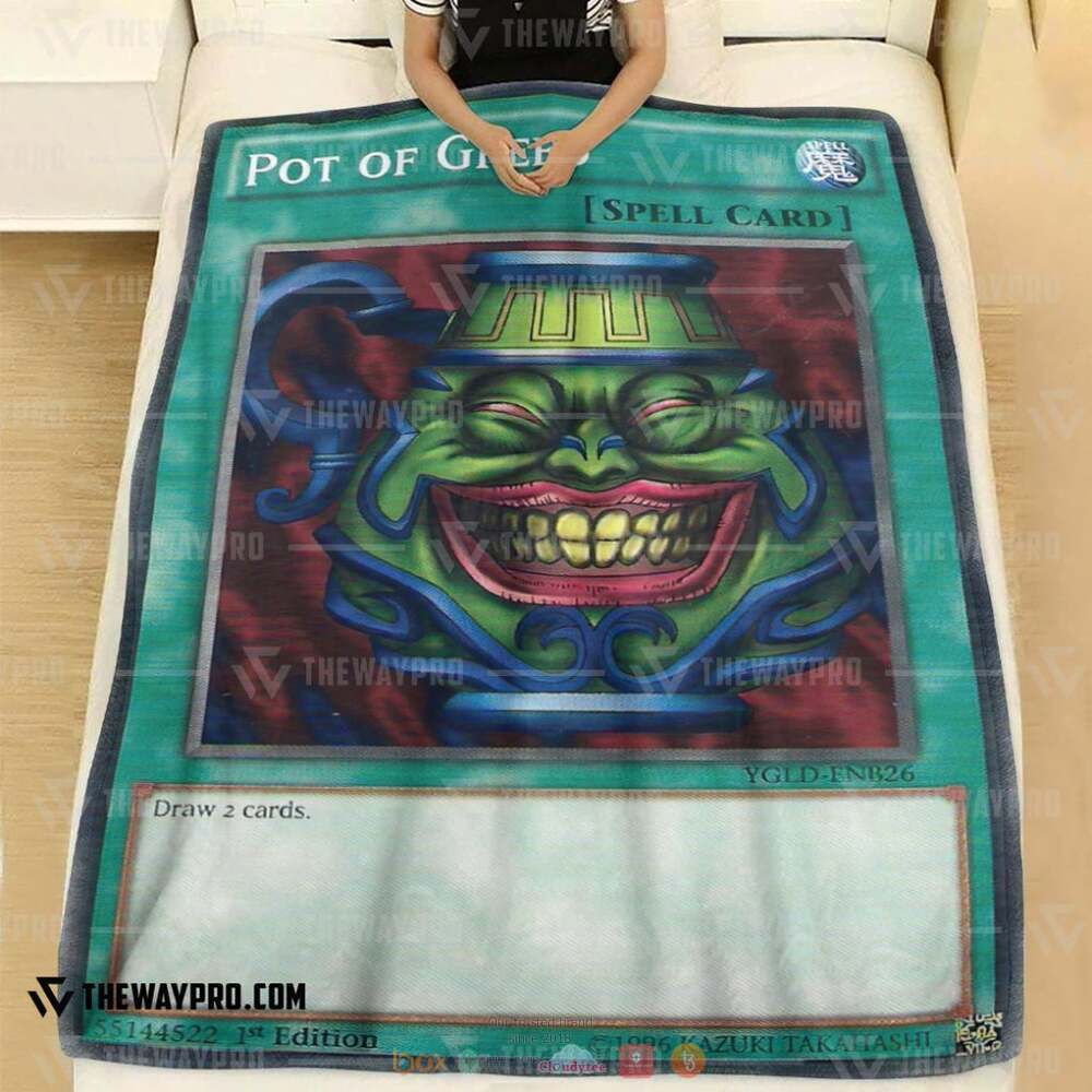 Pot Of Greed Yu Gi Oh Fleece Blanket 2 Yu Gi Oh Pot Of Greed Soft Blanket 1