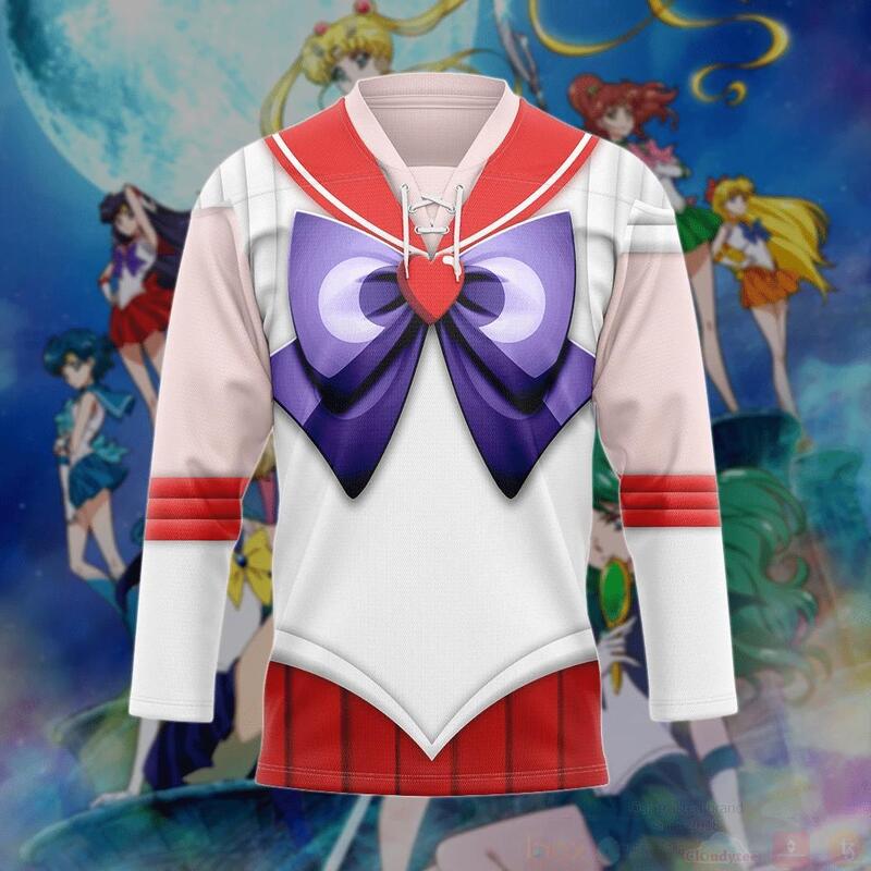 BEST 3D Anime Sailor Mars Custom Jersey Hockey 3 3D Anime Sailor Mars Custom Hockey Jersey 1 2